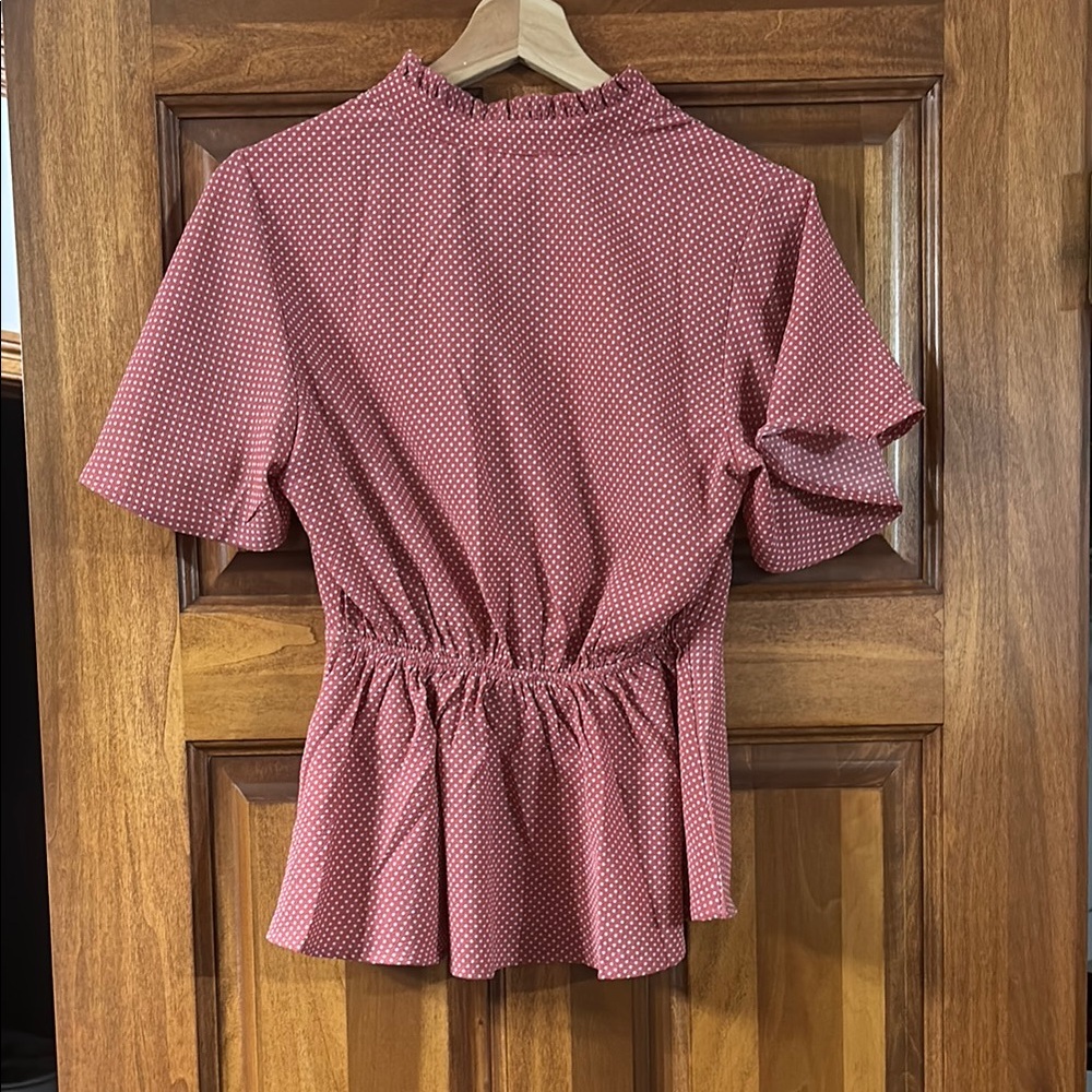 Monteau boutique Women's pink polka dot Wrap Top - Picture 3 of 4